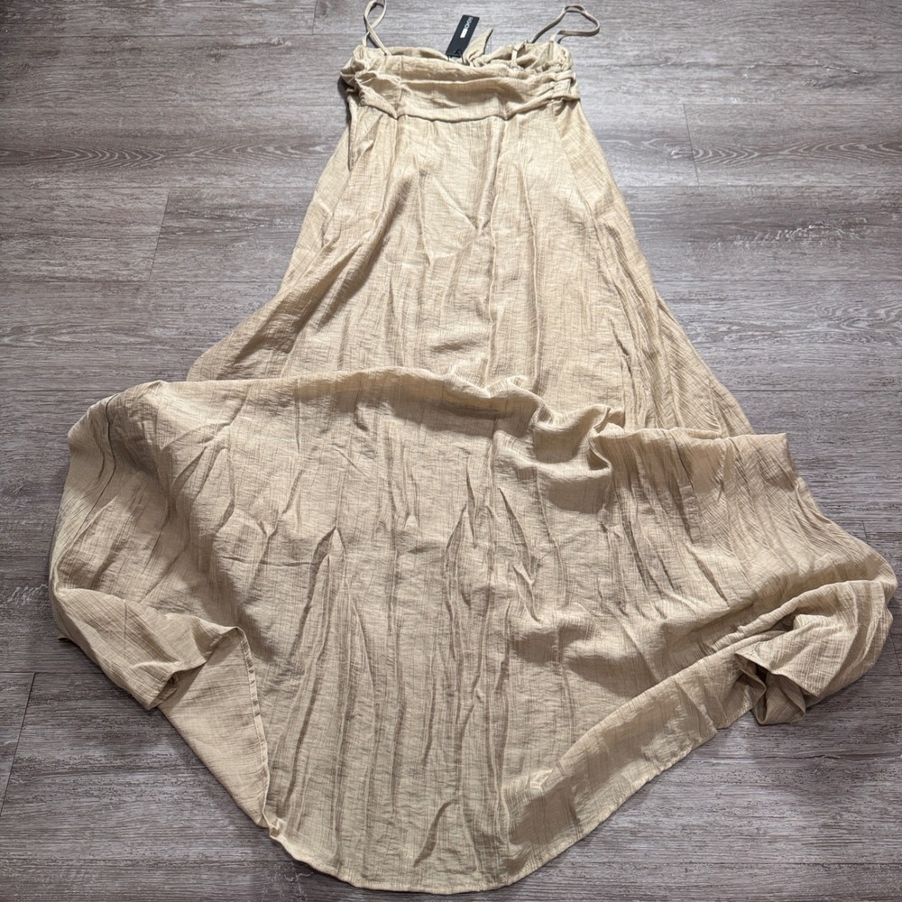 Fashion Nova Dress Womens S Taupe Rayon Boho Vacation Boho Festival Short Set